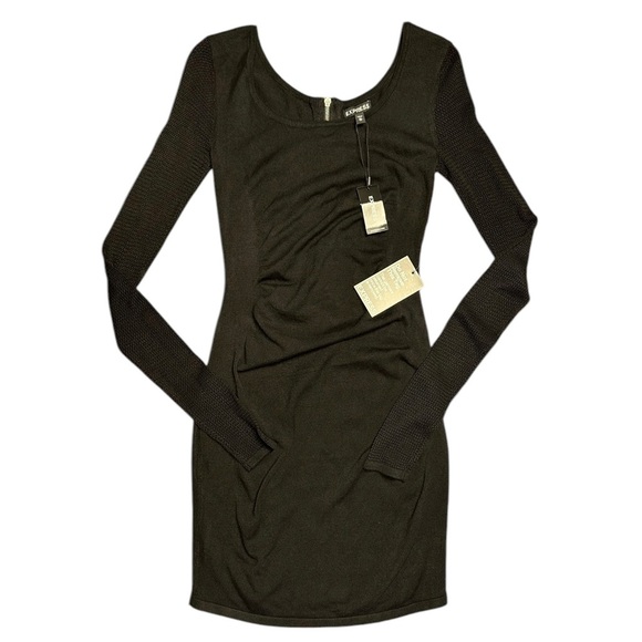 NWT Express Black Mesh Long Sleeve Whimsigoth Bodycon Dress - Size XS - Picture 1 of 9